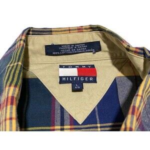 VTG Tommy Hilfiger Shirt Mens L‎ Plaid Long Sleeves Button Up